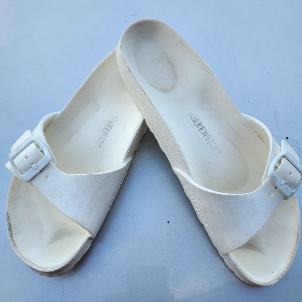 Birkenstock plastic sandals size 8 &bwhite